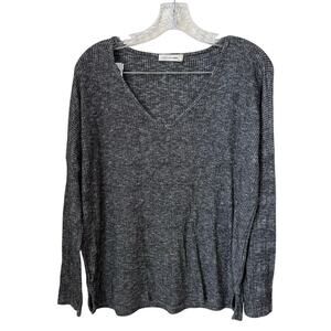 Rag & Bone Jean Knit Long Sleeve V-Neck Sweater Dark Heather Gray Top Size Large